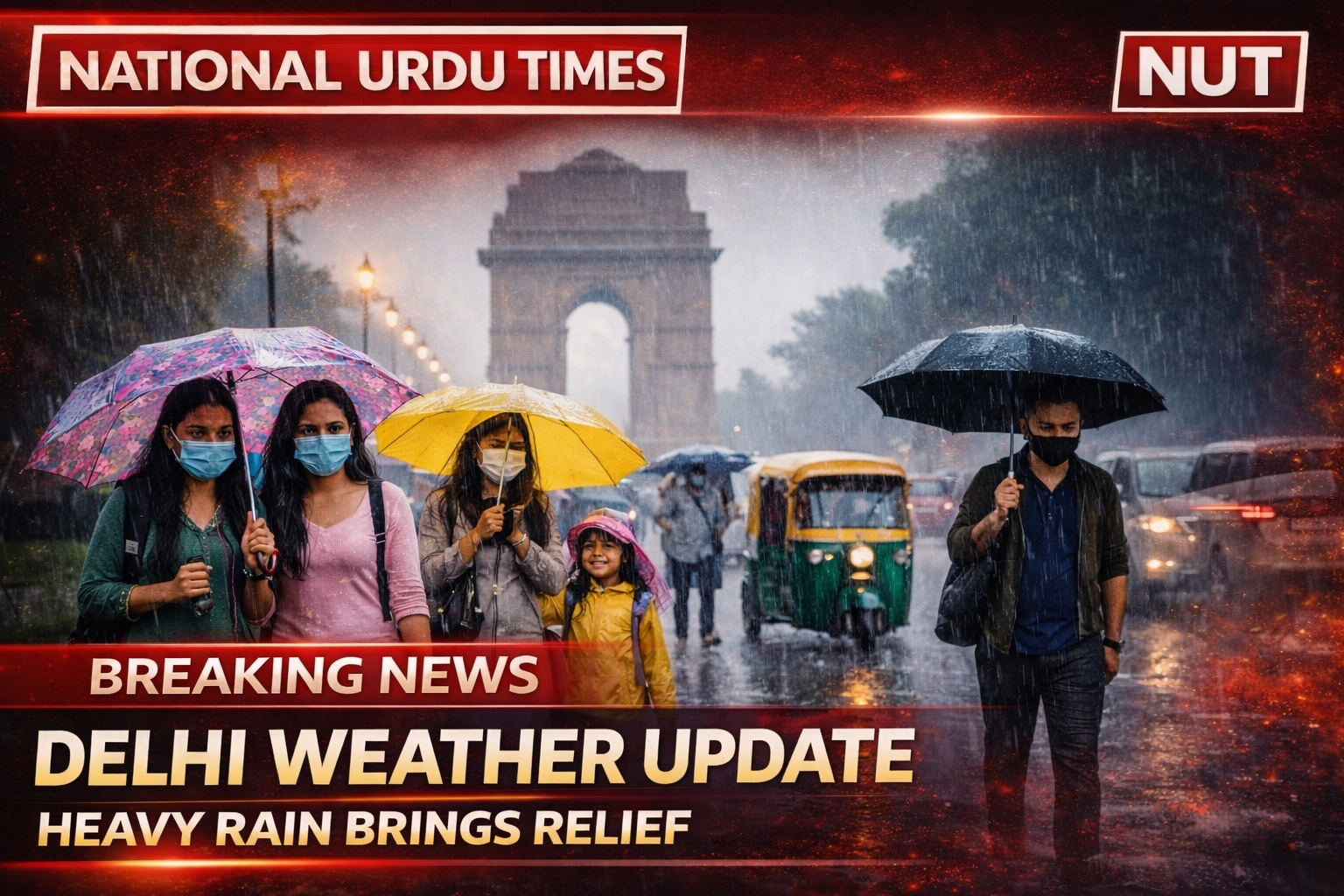 دہلی و اطراف میں موسلا دھار بارش، موسم خوشگوار ہوگیا