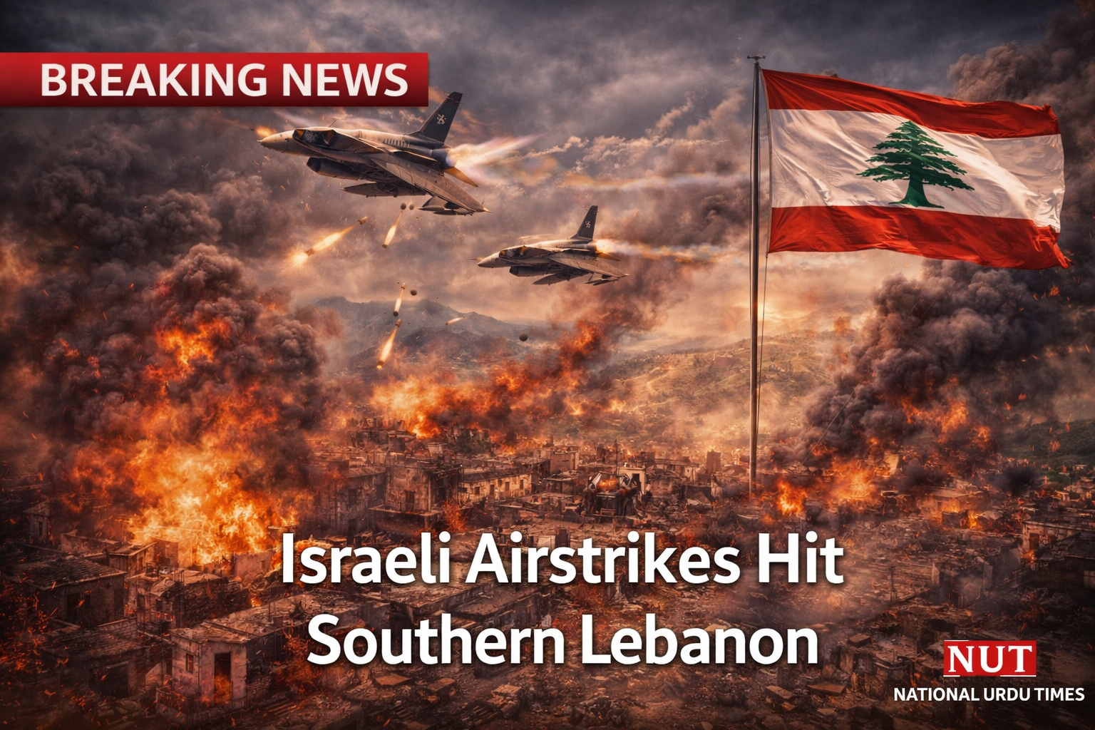 Israeli Airstrikes Hit 65 Villages in Southern Lebanonجنوبی لبنان کے 65 دیہات پر اسرائیلی فضائی حملے، درجنوں افراد جاں بحق